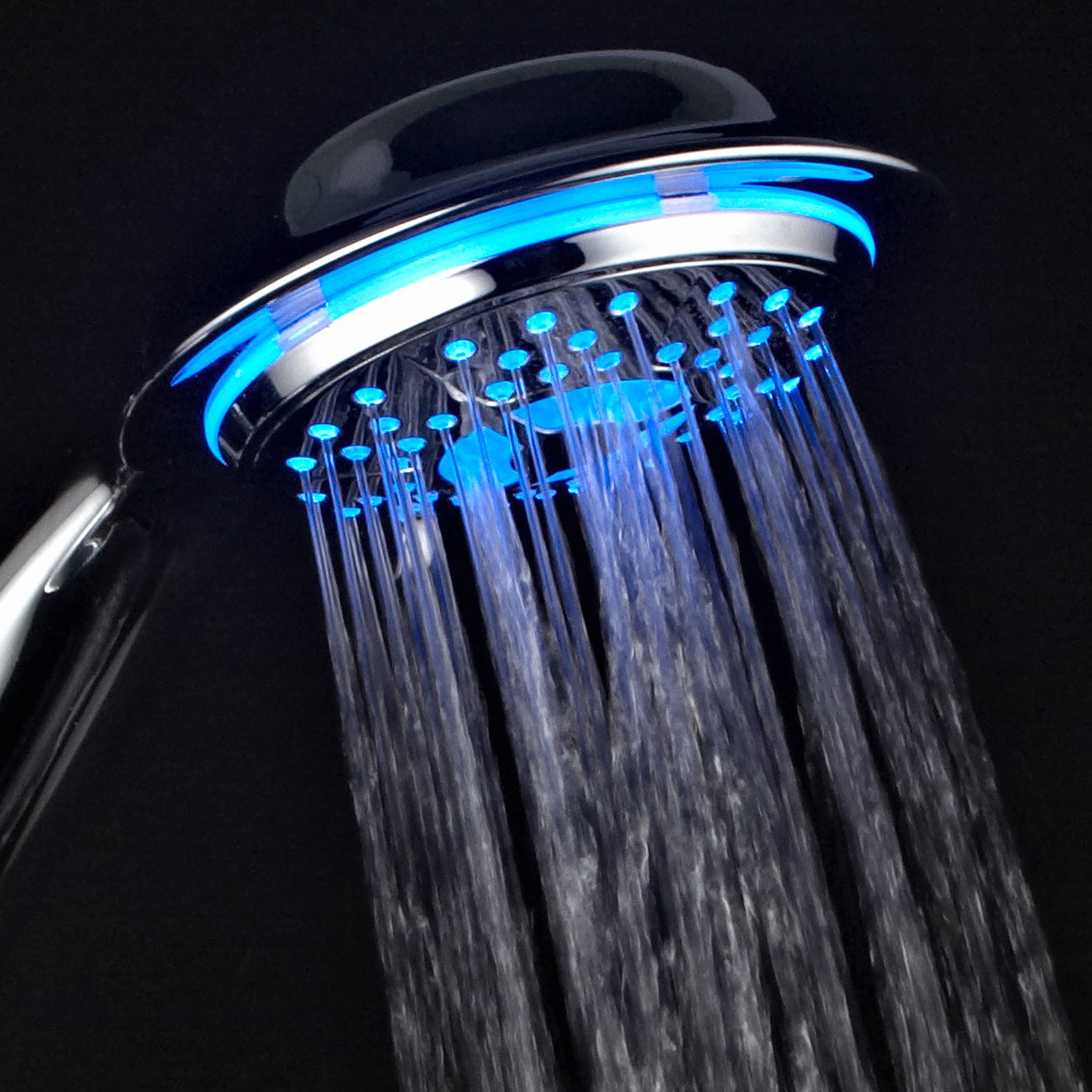 PowerSpa All-Chrome LED Handheld Shower with Air Jet LED Turbo Pressure-Boost Nozzle Technology