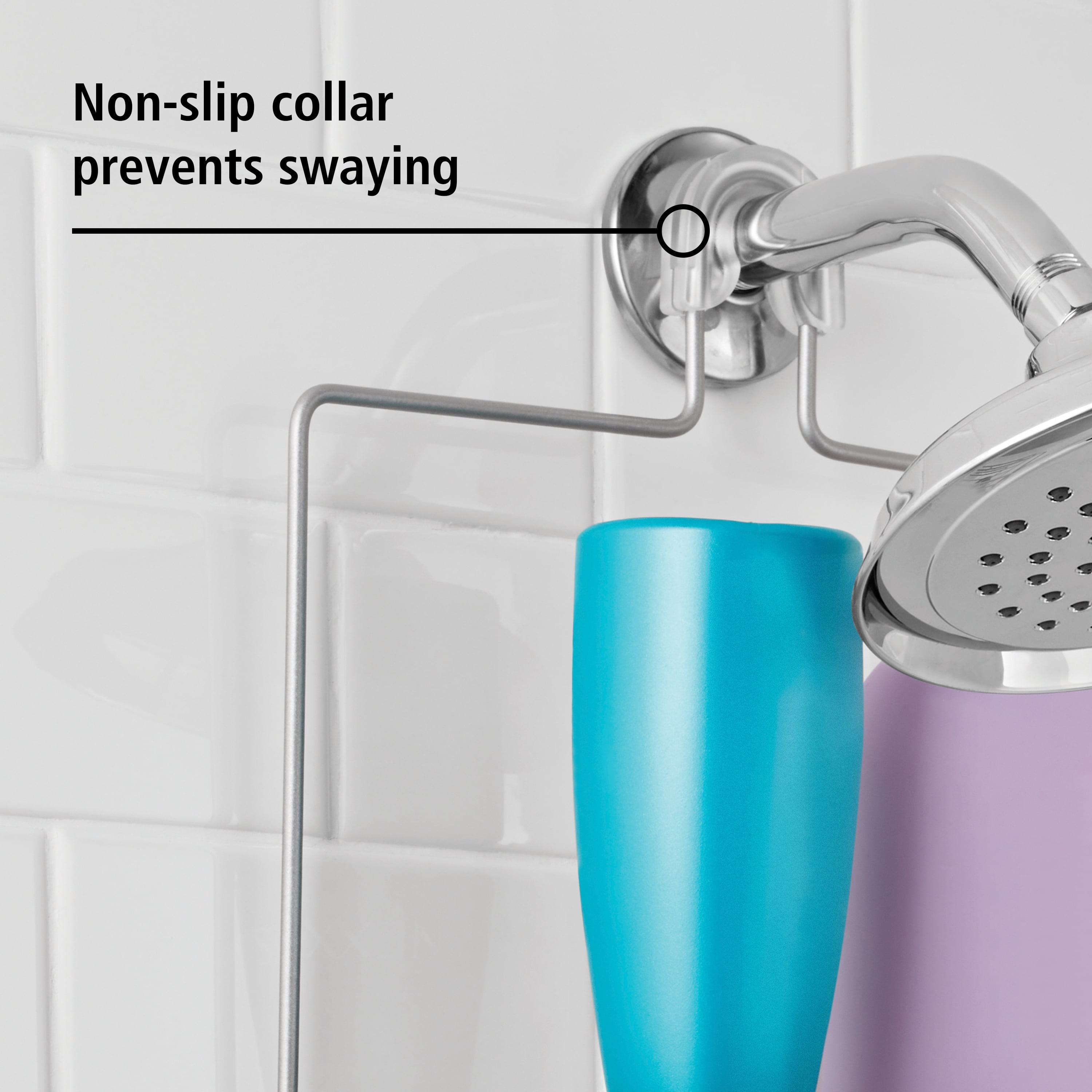 Mainstays Premium Hanging Shower Caddy with Two Shelves and Soap Tray, Satin Nickel