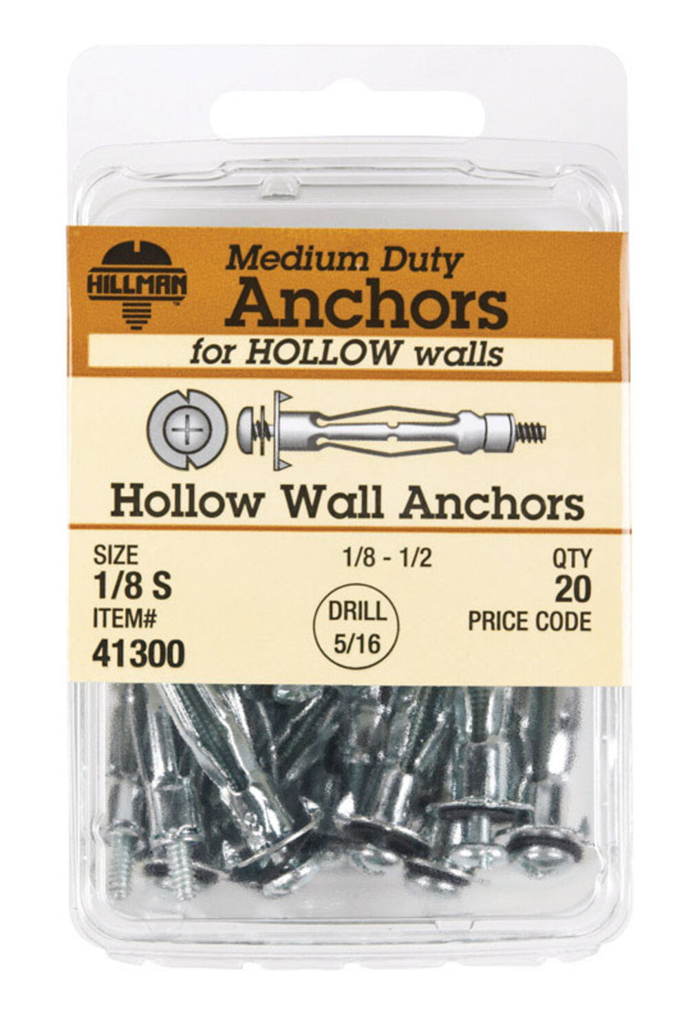 Quantity: 100 Steel Long Zinc 1/8 EX Short Drive Style Hollow Wall Anchors