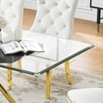 thumbnail image 3 of 5-Piece Glass Dining Table Set, 63" Rectangular Tempered Glass Top, X-Shaped Base, Velvet Cushioned Stainless Steel Frame Dining Chairs, for Living Room, Kitchen, 3 of 6