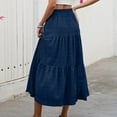 thumbnail image 5 of Women’s High Waist Tiered Maxi Skirt with Elastic Waistband and Pockets Flowy A Line Lightweight Casual Skirt Navy 2XL, 5 of 7
