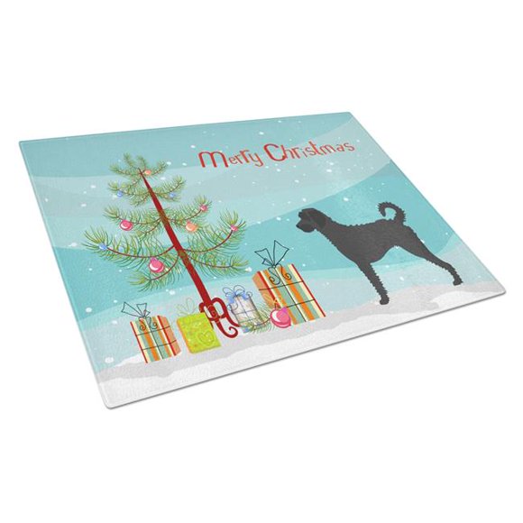 Carolines Treasures BB8499LCB Labradoodle Christmas Glass Cutting Board - Large