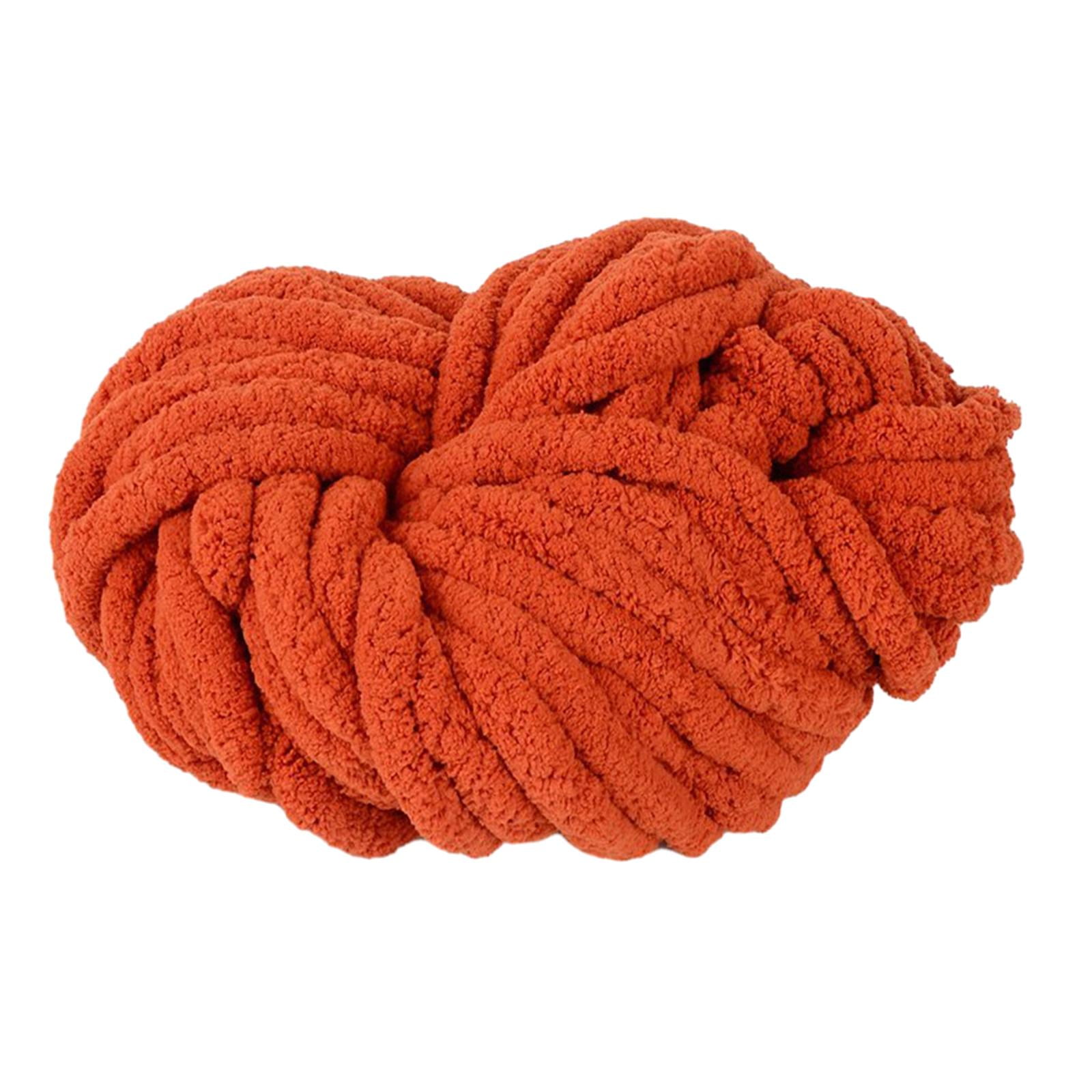 HILABEE 4xChunky Yarn, Chenille Yarn for Soft Throw And Baby Blanket, Arm Knitting, Crocheting And DIY Crafts Projects , Rust Red, 3 Pcs