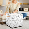 thumbnail image 3 of CURLYOOT Rustic Plant Grey Flower Cube Storage Bin, 13 x 13 x 13 Storage Cube Bins for Organizing, Fabric Foldable Closet Baskets with Handles for Closet, Shelves, Clothes, 3 of 7