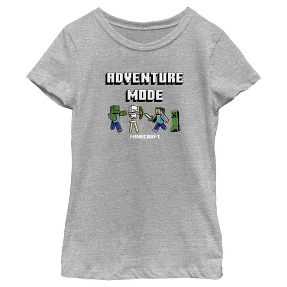 Girl's Minecraft Adventure Mode Graphic Tee Athletic Heather X Small