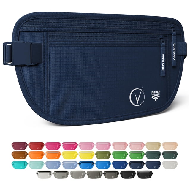 Money Belt for Travel - Security Fanny Pack for Phone, Money, Passport, & More with Anti Theft RFID Protection - Slim Under Clothes Hidden Wallet Holder Bag - Unisex Travel Waist Pouch for Women & Men