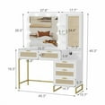 thumbnail image 2 of Studyset Makeup Vanity Desk with Lights, White Vanity Table with 10 Led Light Bulbs & Power Outlet, Large Storage Shelves and Drawers Makeup Table for Bedroom, Bathroom Vanity Desk with Mirror and Lig, 2 of 7