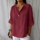 thumbnail image 2 of Top para mujer,Blusa informal con cuello en V para mujer, manga tres cuartos, tejido de poliéster, suave y transpirable para uso diario, sopatenor, 2 of 9