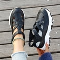 thumbnail image 4 of Rokment Women's Chunky Platform Gladiator Walking Sandals Fashion Casual Leather Closed Toe Height Increasing Wedge Non Slip Sneakers Work Shoes for Spring Summer Fall Black Size 6, 4 of 8