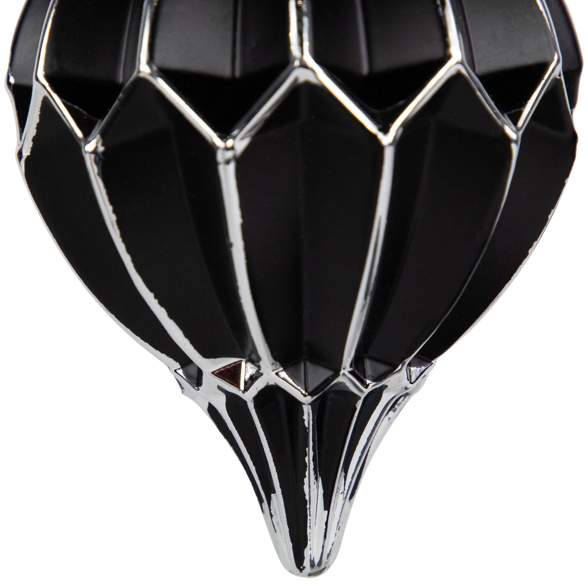 Northlight Set of 2 Matte Black and Silver Finial Christmas Glass Ornaments 5"