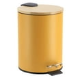thumbnail image 2 of Mustard Yellow Trash Can with Bamboo Lid and Pedal, 2.5L Capacity, 2 of 7