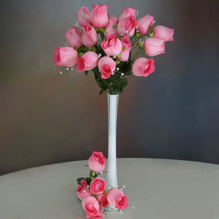 BalsaCircle 42 Giant Velvet Rose Buds on Long Stems - Artificial Flowers DIY Home Wedding Party Bouquets Arrangements