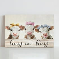 XUFX Funny Cow Wall Art Farmhouse Animal Canvas Decor Girls Room Kitchen Bedroom Bathroom Nursery Rustic Country Cow Print Cute Cowgirl Gift for Women Western Home Sign Framed 10x8inch