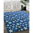 thumbnail image 3 of Ahgly Company Machine Washable Indoor Square Transitional Blueberry Blue Area Rugs, 4' Square, 3 of 7