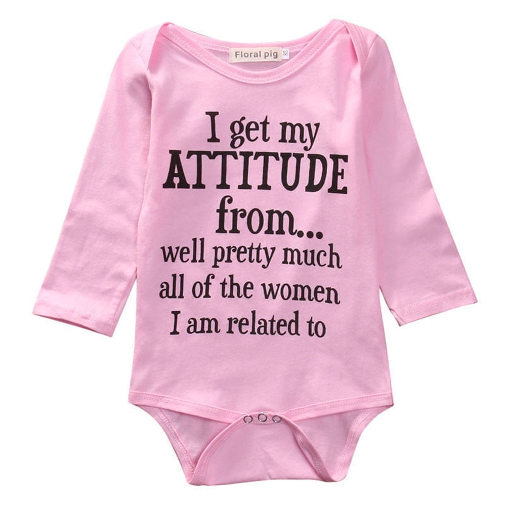 PENGXIANG Girl Long Sleeve Letter Print Sweet Pink Romper