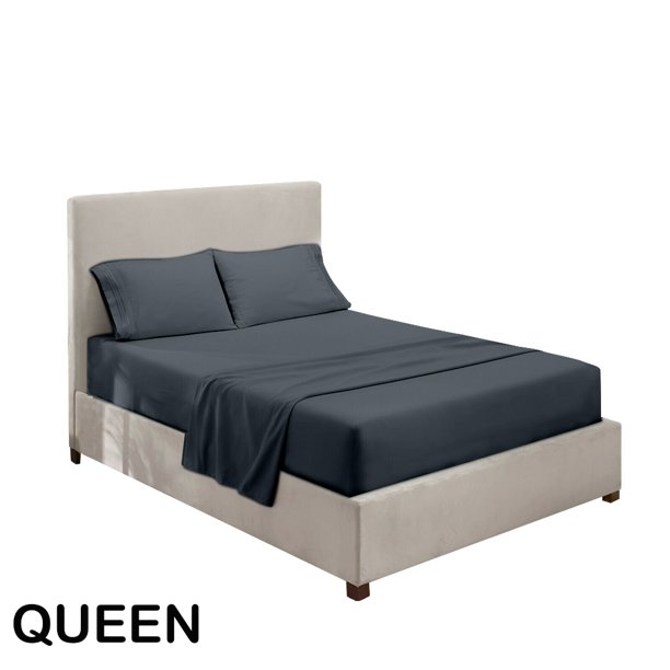 Juego de ropa de cama para el hogar Sábana de cama Funda de colchón Funda de almohada Juego de ropa de cama de poliéster de color sólido, Gris oscuro, Reina, 4pcs / set Eigraketly HA6267-25B