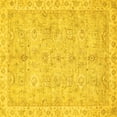 thumbnail image 1 of Ahgly Company Machine Washable Indoor Square Abstract Yellow Modern Area Rugs, 5' Square, 1 of 4