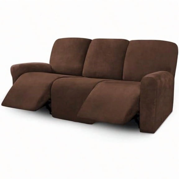 Veet 8-Pieces Recliner Sofa Covers Stretch Reclining Couch Covers for 3 Cushion Reclining Sofa Slipcovers Furniture Covers Thick Soft Washable 3 Seater Recliner Cover Chocolate