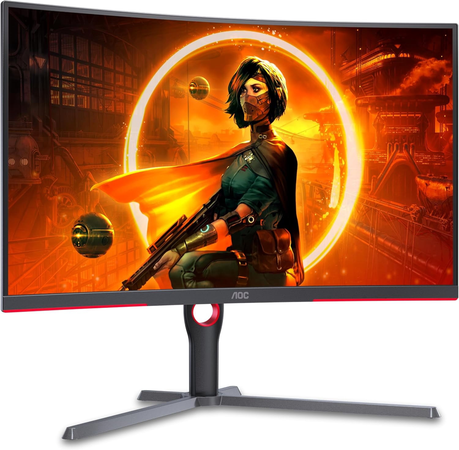 Restored AOC CQ32G3SU 32" Curved Frameless Gaming Monitor, 2K QHD 2560x1440, 165Hz 1ms, AMD FreeSync Premium, Height Adjustable, 2X HDMI 2.0, 1x Display Port, Xbox/PS5/Switch Ready