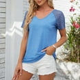thumbnail image 4 of LYXSSBYX Summer Tops for Women 2024 Women's Patchwork Mesh Short Sleeved Top Solid Color Casual Loose T-shirt, 4 of 9