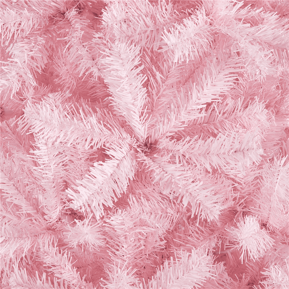 Alden Design Pink Hinged Spruce Artificial Christmas Tree, with Foldable Stand 7.5'