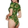 thumbnail image 3 of Daiia Big Colorful Avocados print Women's Crew Neck Short Sleeve Bodysuit Fashion Tops Fit Casual Basic Extender Bodysuit-Small, 3 of 9