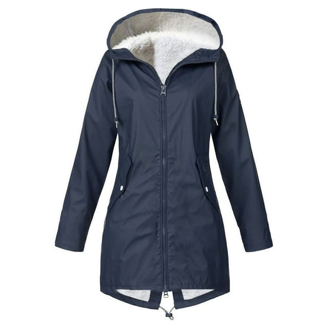 fheaev Manteaux de Pluie pour Femmes Imperméables avec Capuchon Coupe-Vent Léger Extérieur Imperméables pour Femmes à Cordon et Fermeture Éclair pour Pluie Neige Randonnée en Plein Air