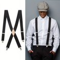 thumbnail image 2 of FNNMNNR Men‘s Wide Plain Color Suspenders  Retro Best Man Gift, 2 of 7