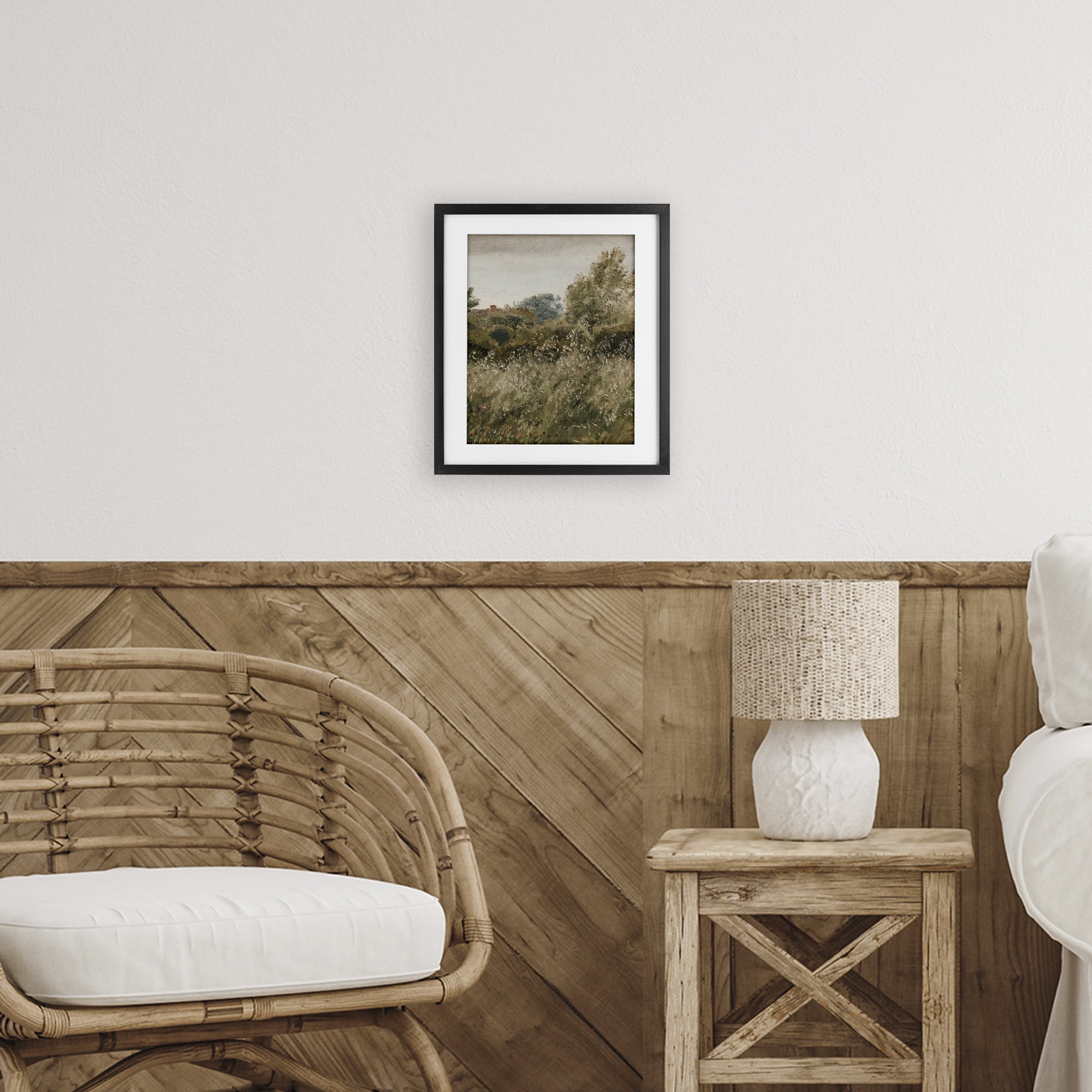 Thicket in Countryside Black Framed Print Under Glass, design by Lettered and Lined