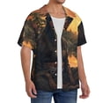 thumbnail image 2 of Balery Sunset Meditating Doberman Camisa Casual de Manga Corta con Botones para Hombre, Texturizada, Estilo Cubano, para Playa, Verano-Small, 2 of 5