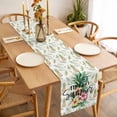thumbnail image 3 of Pink Yellow Floral Table Runner - 60 Inch Long, Kitchen Dining Table Runner Dresser Scarves, Green Summer Botanical Pastoral Farmhouse Decor for Coffee Tables Wedding Party Banquet, 3 of 8