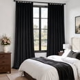 thumbnail image 2 of Jainmy 90 inches Pinch Pleated Velvet Blackout Curtains for Bedroom Living Room,Luxury Room Darkening Thermal Insulated Velvet Curtains,Black,2 Panels,40"×90", 2 of 9