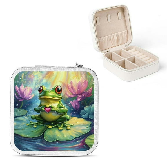 ZFLMY Frog Lily Pad Rainbow Jewelry Box for Mother's Day Gifts White