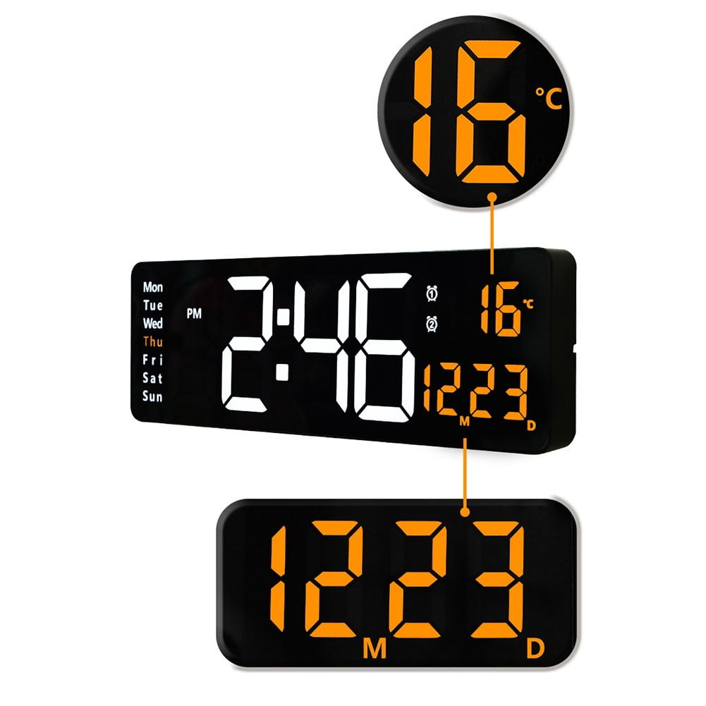 Big Digital Wall Alarm Clock with Calendar Temperature Display Decoration
