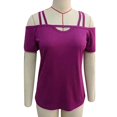 thumbnail image 2 of Blusa Con Hombro Doble Correa Color Liso Casual de Moda para Cita, 2 of 3