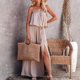 thumbnail image 1 of ICHUANYI Clearance Women Casual Tube Top Backless Solid Split Fork Dress Bandage Skirt Suit(Khaki, L) Ichuanyi Ichuanyi, 1 of 9