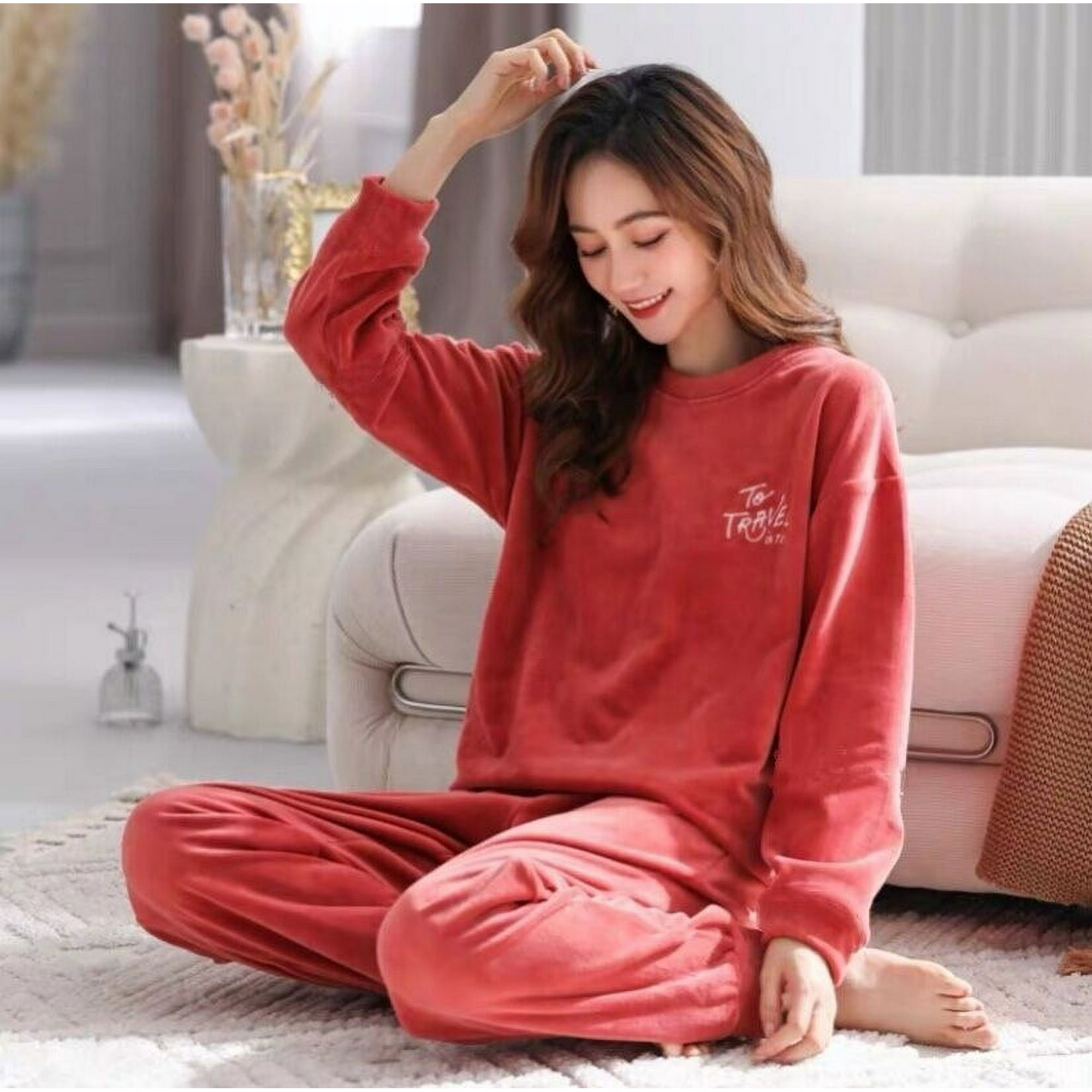 Nouveau Automne Hiver Epaissi Chaud Flanelle Pyjama Femmes Corail Velours a Manches Longues Belle Bande Dessinee Pyjama de Vetements de Nuit Ensemble Fille Pjs Walmart