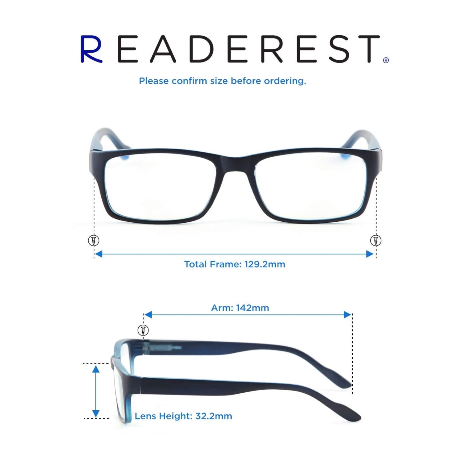 Readerest Blue Light Blocking Reading Glasses Blue 225 Magnification