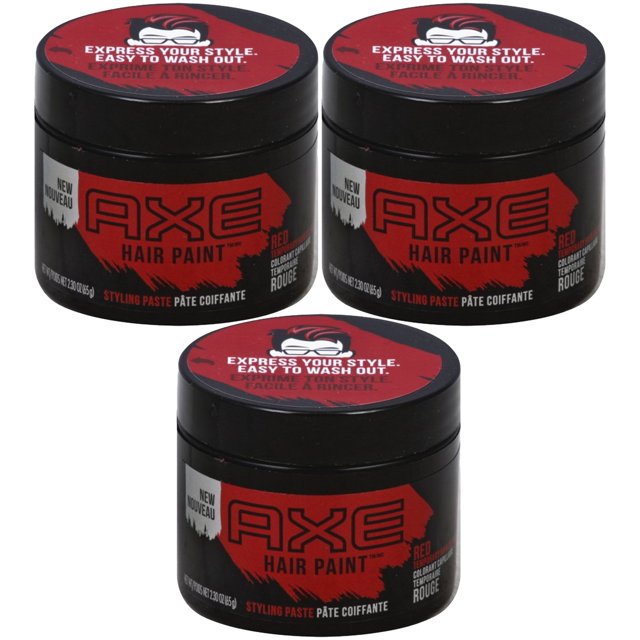 Pack of (3) AXE Hair Paint Temporary Color Styling Paste Red 2.3 oz