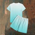 thumbnail image 5 of Zylanna Men's 2 Piece Outfit Sets, Gradient Color Casual Short Sleeve T-Shirt and Shorts Set Crew Neck Elastic Waist Loungewear for Vacation Daily Wear Sky Blue, 5 of 7