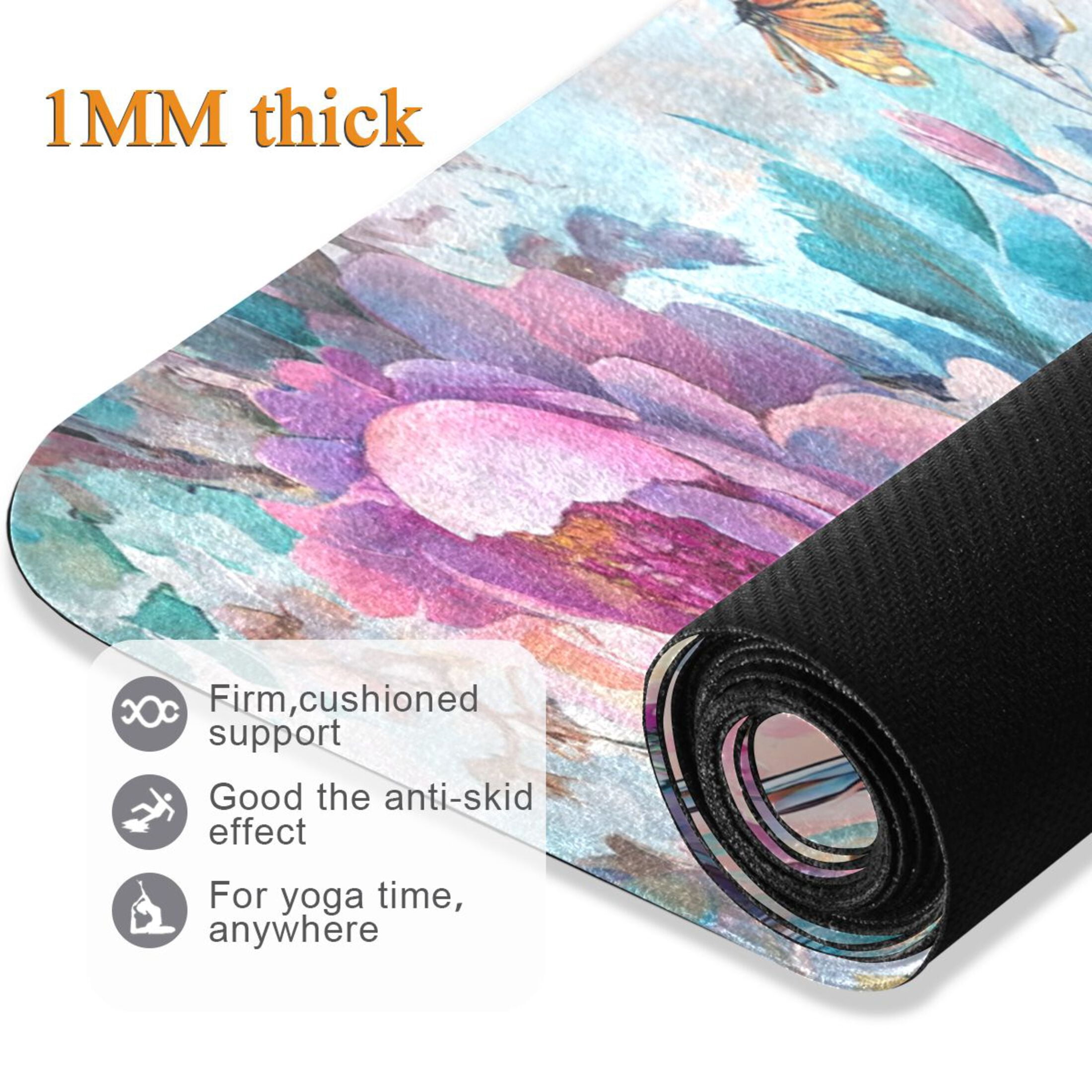 BZSMCE Yoga Mat Women Cute Birds and Flowers Artwork Fitness Mat