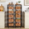 thumbnail image 4 of Gaderth 5 Tier Kitchen Storage Rack with Pull Out Drawers, Wooden Pantry Organizer Shelf with Metal Frame, Space Saving Storage Cabinet for Fruit, Vegetables, Snacks, Microwave, Living Room, 4 of 6