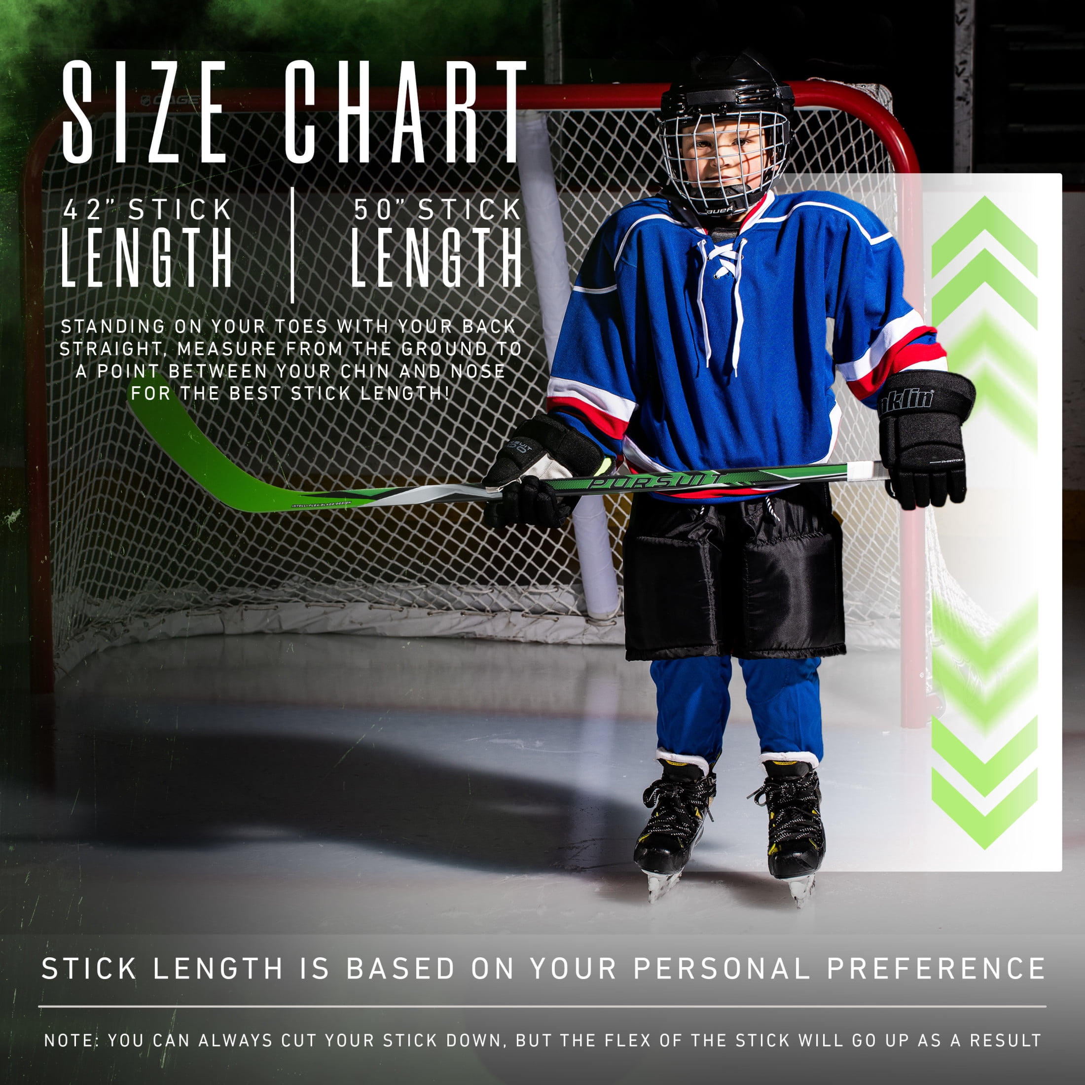 Franklin Sports Junior Ice Hockey Stick - Pursuit Right Handed Ice Kids Hockey Stick - 42" Inch Junior Composite Hockey Stick for Youth Hockey - 20 Flex + Textured Grip Ice Hockey Stick - Righty