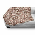 thumbnail image 3 of Flower Soft Flannel Fleece Throw Blanket, Silhouettes Pattern on Warm Colored Background Spring Composition Simplistic, Cozy Plush for Indoor and Outdoor Use, 50" x 70", Rust and White, by Ambesonne, 3 of 6