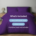 thumbnail image 3 of CGK Linens 3-Piece Premium Duvet Cover Set - King Size Soft Comforter Cover With Zipper & Matching Pillowcases, Purple, 3 of 7