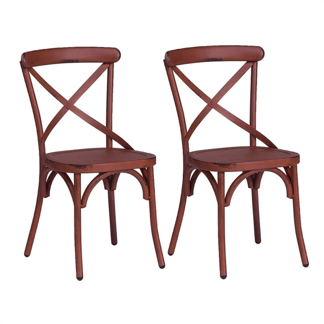 Chaise Arrière en Métal X Série Vintage - Rouge-Ensemble de 2