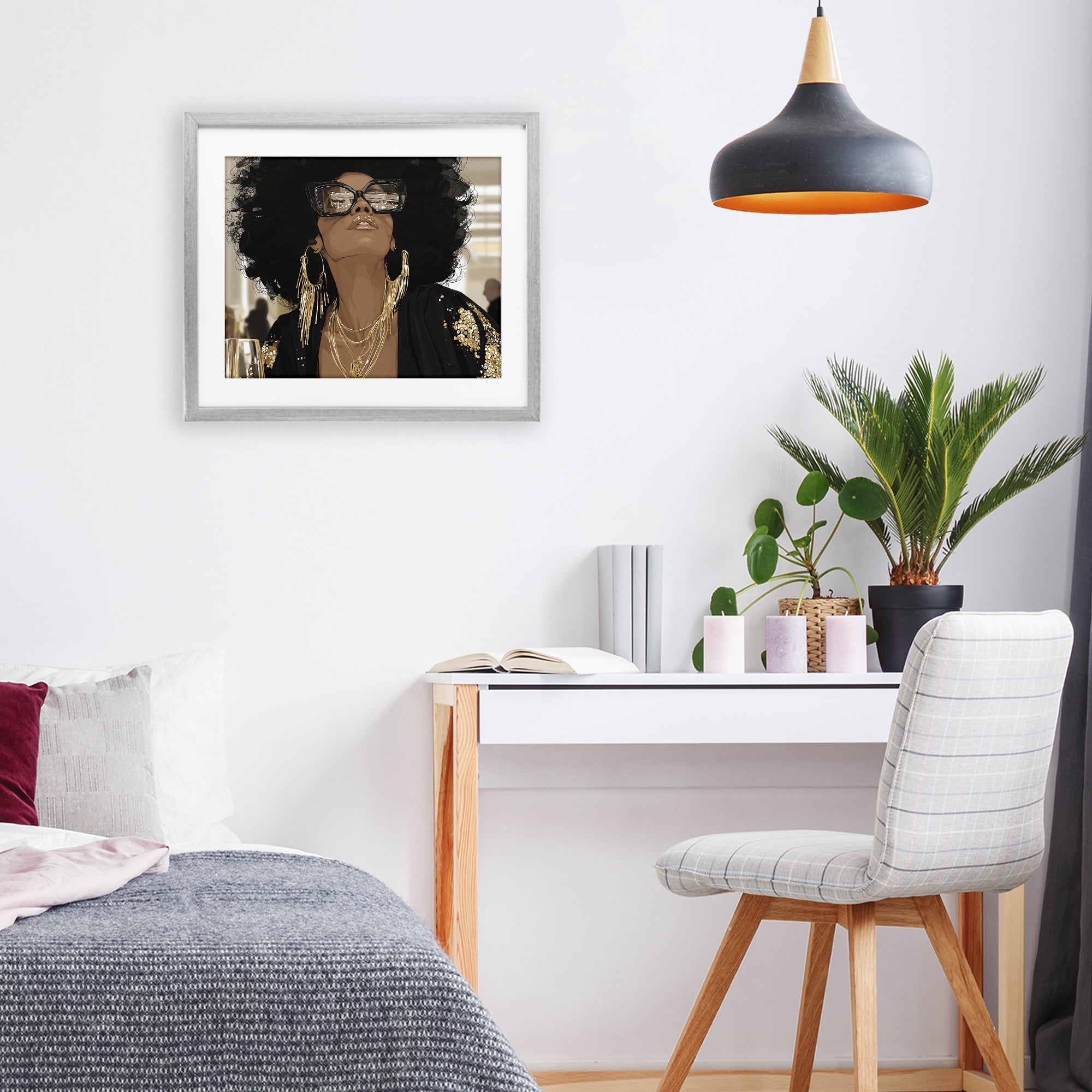 Stupell Industries Full Of Confidence Beautiful Woman Gray Framed Print Under Glass, design by Franklyn Gregory