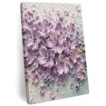 thumbnail image 2 of Embossed Violet Floral Canvas Wall Art for Living Room Bedroom Bathroom, Rustic Vintage Plaster Relief Textured Canvas Art Wall Decor, Artwork for Walls Home Office Decor, 12"x16", 2 of 9
