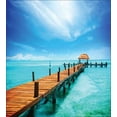 thumbnail image 3 of Ambesonne Tropical Duvet Cover Sets, Exotic Hawaii Wooden Pier, 2-Twin, Blue and Brown, 3 of 4