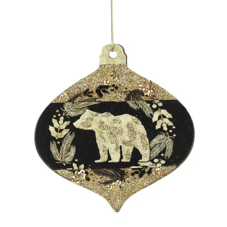 Beer Christmas Ornament - Kurt S. Adler 4” Bear Silhouette Onion Drop Christmas Ornament - Gold/Black
